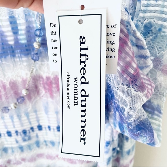 NWT Alfred Dunner "Isn't It Romantic" Ikat Biadere Crew Neck Top w/ Necklace -3X - Picture 12 of 12